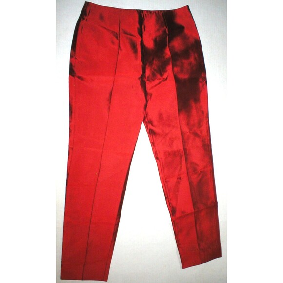 New NWT 8 Designer Womens Italy Dolce & Gabbana Red Silk Pants Trouser 44 Dark - Picture 1 of 5